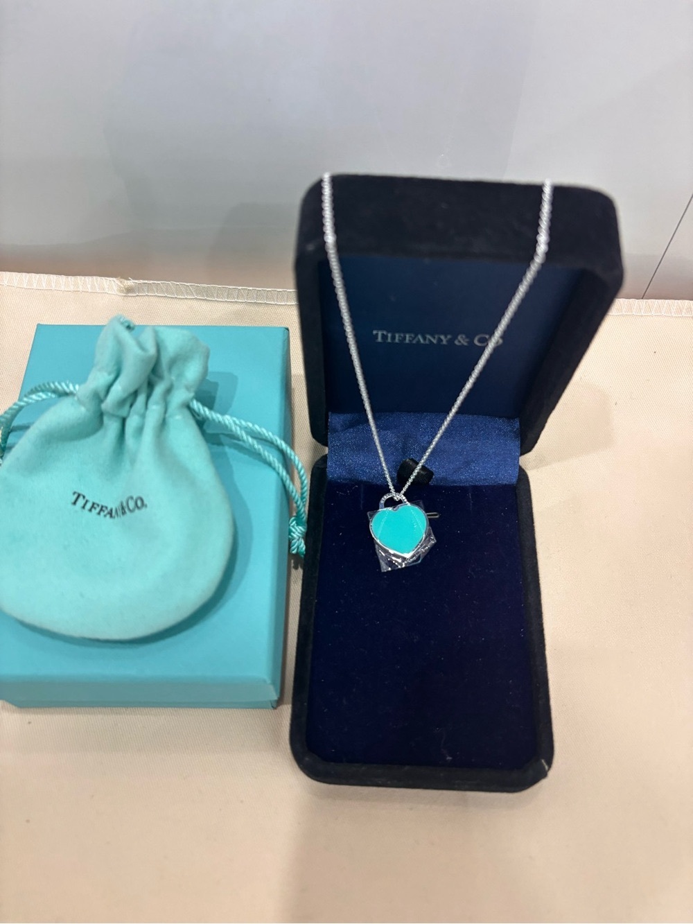 Tiffany & Co. Silver Chain with Turquoise Heart Pendant - Picture 3 of 5